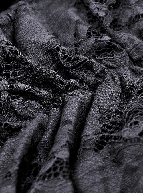 Gothic Style Exquisite Layered Lace Palace Pleated Retro Gorgeous Long Tail Black Sexy Skirt