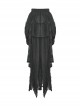 Gothic Style Exquisite Layered Lace Palace Pleated Retro Gorgeous Long Tail Black Sexy Skirt