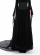 Gothic Style Palace Ruffled Delicate Mesh Lace Elastic Waist Elegant Black Maxi Tail Skirt