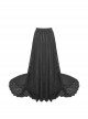 Gothic Style Palace Ruffled Delicate Mesh Lace Elastic Waist Elegant Black Maxi Tail Skirt
