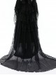 Gothic Style Palace Ruffled Delicate Mesh Lace Elastic Waist Elegant Black Maxi Tail Skirt