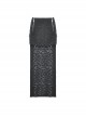 Punk Style Cool Personalized Metal Skull Hand Zip Unique Tattered Woven Fabric Black Long Tail Skirt
