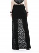 Punk Style Cool Personalized Metal Skull Hand Zip Unique Tattered Woven Fabric Black Long Tail Skirt