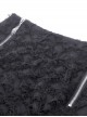 Punk Style Cool Personalized Metal Skull Hand Zip Unique Tattered Woven Fabric Black Long Tail Skirt