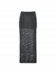 Punk Style Cool Personalized Metal Skull Hand Zip Unique Tattered Woven Fabric Black Long Tail Skirt