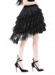 Gothic Style Luxury Velvet Exquisite Layered Mesh Lace Ruffle Elastic Waist Elegant Black Princess Skirt