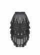 Gothic Style Luxury Velvet Exquisite Layered Mesh Lace Ruffle Elastic Waist Elegant Black Princess Skirt