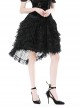 Gothic Style Exquisite Velvet Printed Mesh Layered Lace Elegant Retro Black Fluffy Palace Skirt