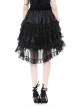 Gothic Style Exquisite Velvet Printed Mesh Layered Lace Elegant Retro Black Fluffy Palace Skirt