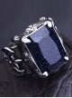 Trendy Versatile Daily Cool Purple Sandstone Titanium Steel Metallic Fangs Punk Style Ouji Fashion Ring