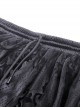 Gothic Style Exquisite Ornate Velvet Pattern Mesh Elegant Lace Hem Elastic Waist Black Long Skirt
