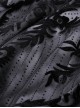 Gothic Style Exquisite Ornate Velvet Pattern Mesh Elegant Lace Hem Elastic Waist Black Long Skirt