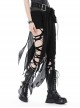 Punk Style Unique Woven Mesh Pleated Design Decadent Irregular Flowing Hem Black Slim Skirt
