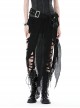 Punk Style Unique Woven Mesh Pleated Design Decadent Irregular Flowing Hem Black Slim Skirt