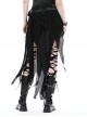 Punk Style Unique Woven Mesh Pleated Design Decadent Irregular Flowing Hem Black Slim Skirt