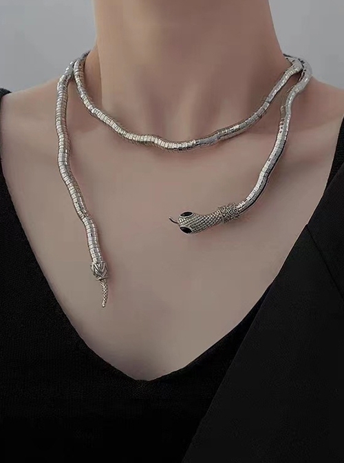 Europe United States Style Punk Ouji Fashion Dark Tide Cool Windable Snake Necklace Collarbone Chain Accessory
