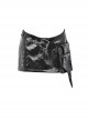 Punk Style Shiny PU Leather Cool Rebel Spiked Fake Belt Waist Bag Design Black Sexy Mini Skirtt