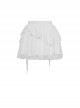 Gothic Style Exquisite Layered Lace Irregular Hem Short Tail Design Elegant Pure White Cake Skirt