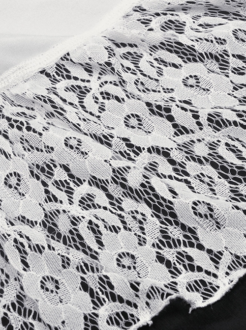 Gothic Style Exquisite Layered Lace Irregular Hem Short Tail Design Elegant Pure White Cake Skirt