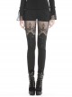 Gothic Style Retro Victoria Sexy Flower Embroidered Lace Stitching Hollow Elegant Black Tight Trousers