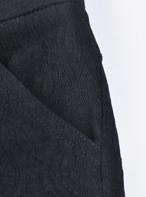 Gothic Style Retro Victoria Sexy Flower Embroidered Lace Stitching Hollow Elegant Black Tight Trousers