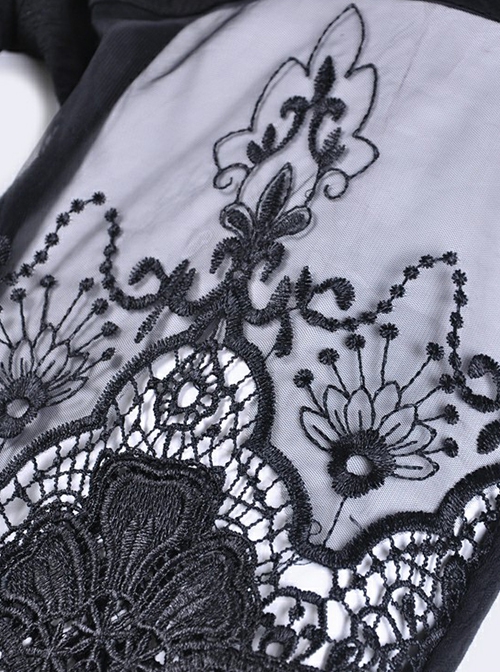 Gothic Style Retro Victoria Sexy Flower Embroidered Lace Stitching Hollow Elegant Black Tight Trousers