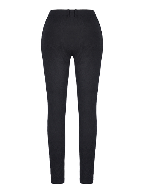 Gothic Style Retro Victoria Sexy Flower Embroidered Lace Stitching Hollow Elegant Black Tight Trousers