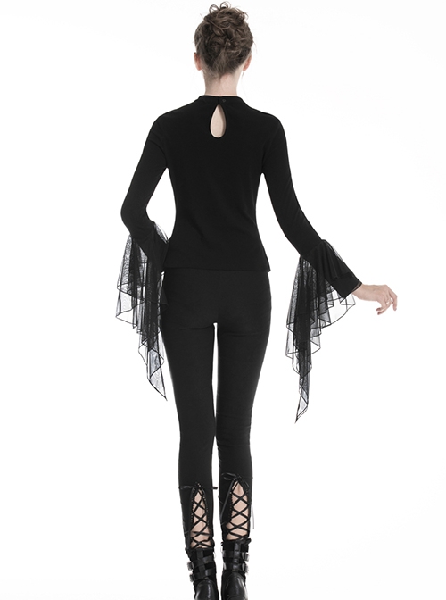Gothic Style Retro Exquisite Floral Lace Hollow Cross Ribbon Straps Elegant Black Tight Leggings