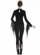 Gothic Style Retro Exquisite Floral Lace Hollow Cross Ribbon Straps Elegant Black Tight Leggings