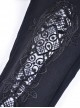 Gothic Style Retro Exquisite Floral Lace Hollow Cross Ribbon Straps Elegant Black Tight Leggings