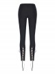 Gothic Style Retro Exquisite Floral Lace Hollow Cross Ribbon Straps Elegant Black Tight Leggings