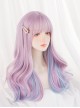 Idol Dreamy Girl Group Blue And Pink Hanging Ear Dyed Long Curly Hair Cute Sweet Lolita Full Head Wig