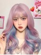 Idol Dreamy Girl Group Blue And Pink Hanging Ear Dyed Long Curly Hair Cute Sweet Lolita Full Head Wig