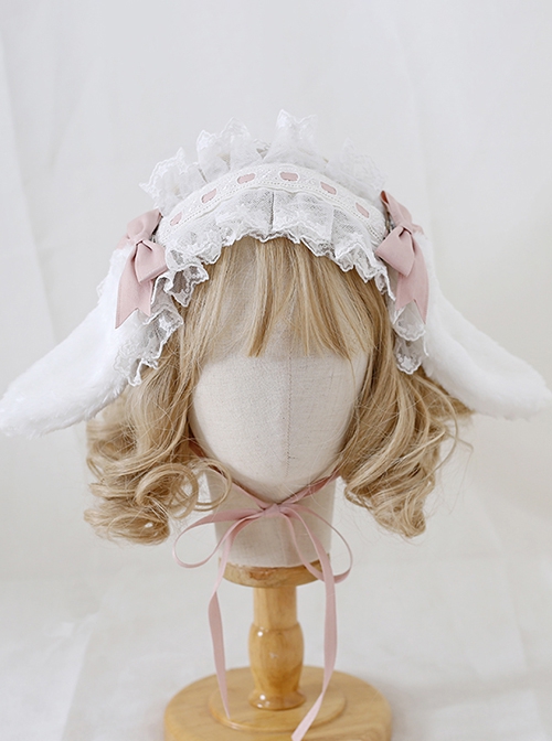 Alice Hair Accessory Cute Versatile Multicolor Bowknot Ribbon Sweet Lolita Plush Rabbit Ears Lace Hairband