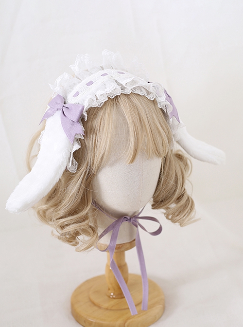 Alice Hair Accessory Cute Versatile Multicolor Bowknot Ribbon Sweet Lolita Plush Rabbit Ears Lace Hairband