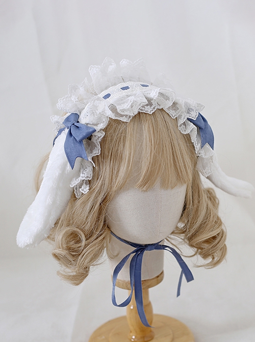 Alice Hair Accessory Cute Versatile Multicolor Bowknot Ribbon Sweet Lolita Plush Rabbit Ears Lace Hairband