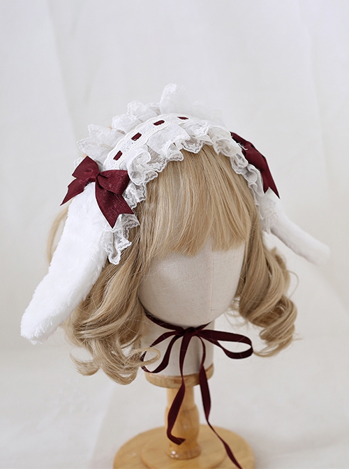 Alice Hair Accessory Cute Versatile Multicolor Bowknot Ribbon Sweet Lolita Plush Rabbit Ears Lace Hairband