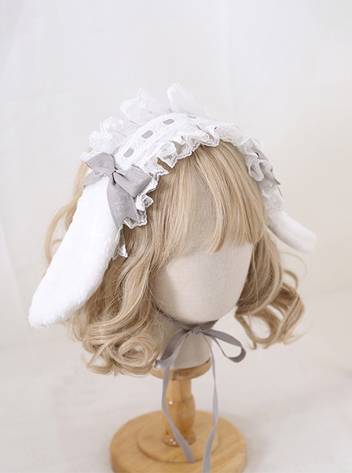 Alice Hair Accessory Cute Versatile Multicolor Bowknot Ribbon Sweet Lolita Plush Rabbit Ears Lace Hairband