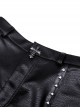 Punk Style Cool Metal Rivets Personalized Cross Decoration Sexy Thigh Hollow Black Leather Shorts