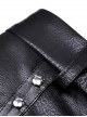 Punk Style Cool Metal Rivets Personalized Cross Decoration Sexy Thigh Hollow Black Leather Shorts