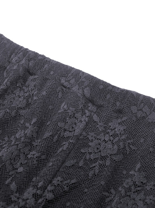 Gothic Style Gorgeous Multi Layered Lace Mesh Sexy See Through Elegant Black Elastic Slim Flared Pants
