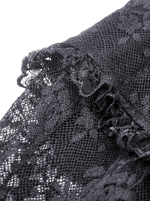 Gothic Style Gorgeous Multi Layered Lace Mesh Sexy See Through Elegant Black Elastic Slim Flared Pants