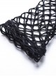 Punk Style Sexy See Through Personalized Fishnet Mesh Black Round Neck Long Sleeves Slim T Shirt