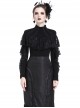 Gothic Style Elegant Stand Collar Retro Exquisite Lace Black Knitted Long Sleeves Slim T Shirt