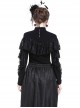 Gothic Style Elegant Stand Collar Retro Exquisite Lace Black Knitted Long Sleeves Slim T Shirt