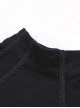 Gothic Style Elegant Stand Collar Retro Exquisite Lace Black Knitted Long Sleeves Slim T Shirt