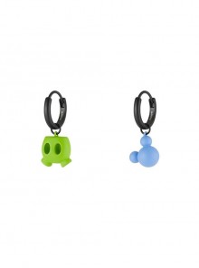 Neon Neighborhood Series Kawaii Fashion Cute Asymmetrical Bicolor Blue Green Cartoon Little Animal Earrings