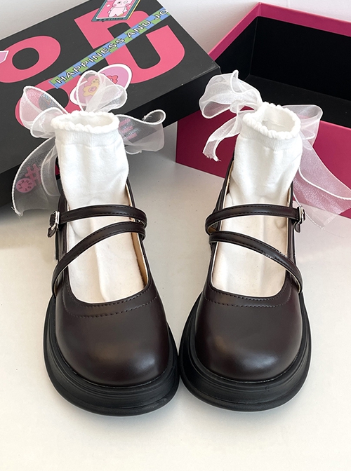 Simple Commute Versatile Daily Vintage Elegant Sweet Lolita French Round Toe Thick Sole Mary Jane Shoes