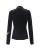 Punk Style Luxury Velvet Personalized Side Shoulder Cutout Cross Lace Up Black Slim Long Sleeves T Shirt