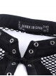 Punk Style Chinese Knot Button Stand Collar Chest Hollow Sexy Mesh Stitching Black Long Sleeves T Shirt